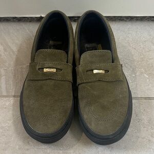 Vans Olive Green Suede Slip-On Loafers